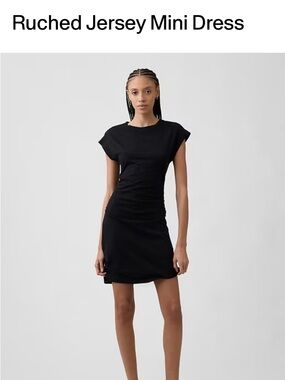 NWT GAP Black Ruched Jersey Mini Dress Size M
